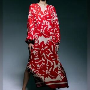 H&M utility midi dress red/ecru sz S, L BNWT